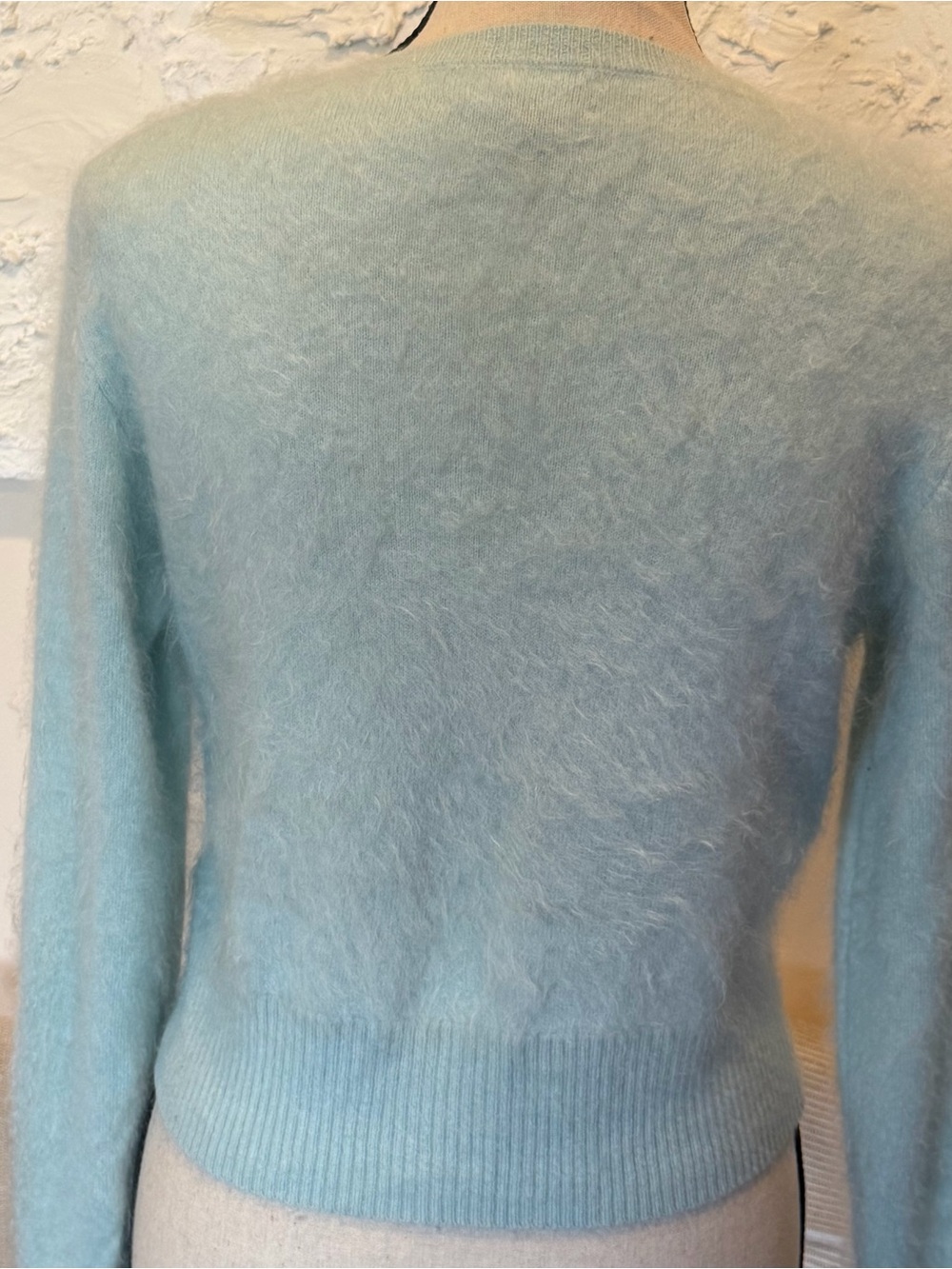 J.Crew Women's Brushed 100% Cashmere Cropped Cardigan Fuzzy Mint Green Sz S - Picture 7 of 13